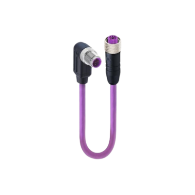 M12 B-code mannelijk haaks naar vrouwelijk PUR violet PROFIBUS